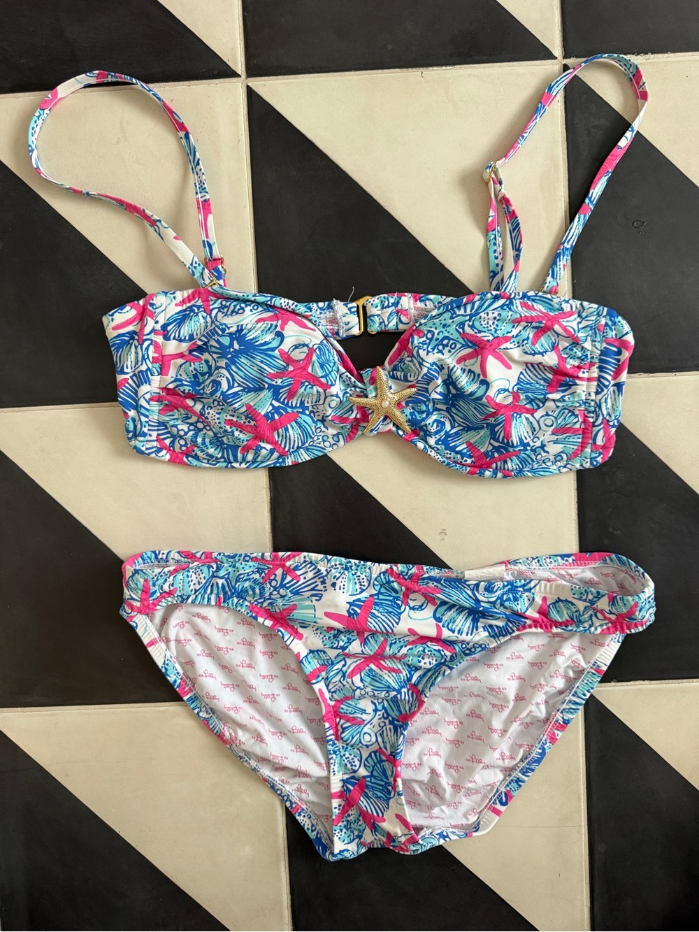 Lilly Pulitzer Pink Blue Tropical Starfish Bikini